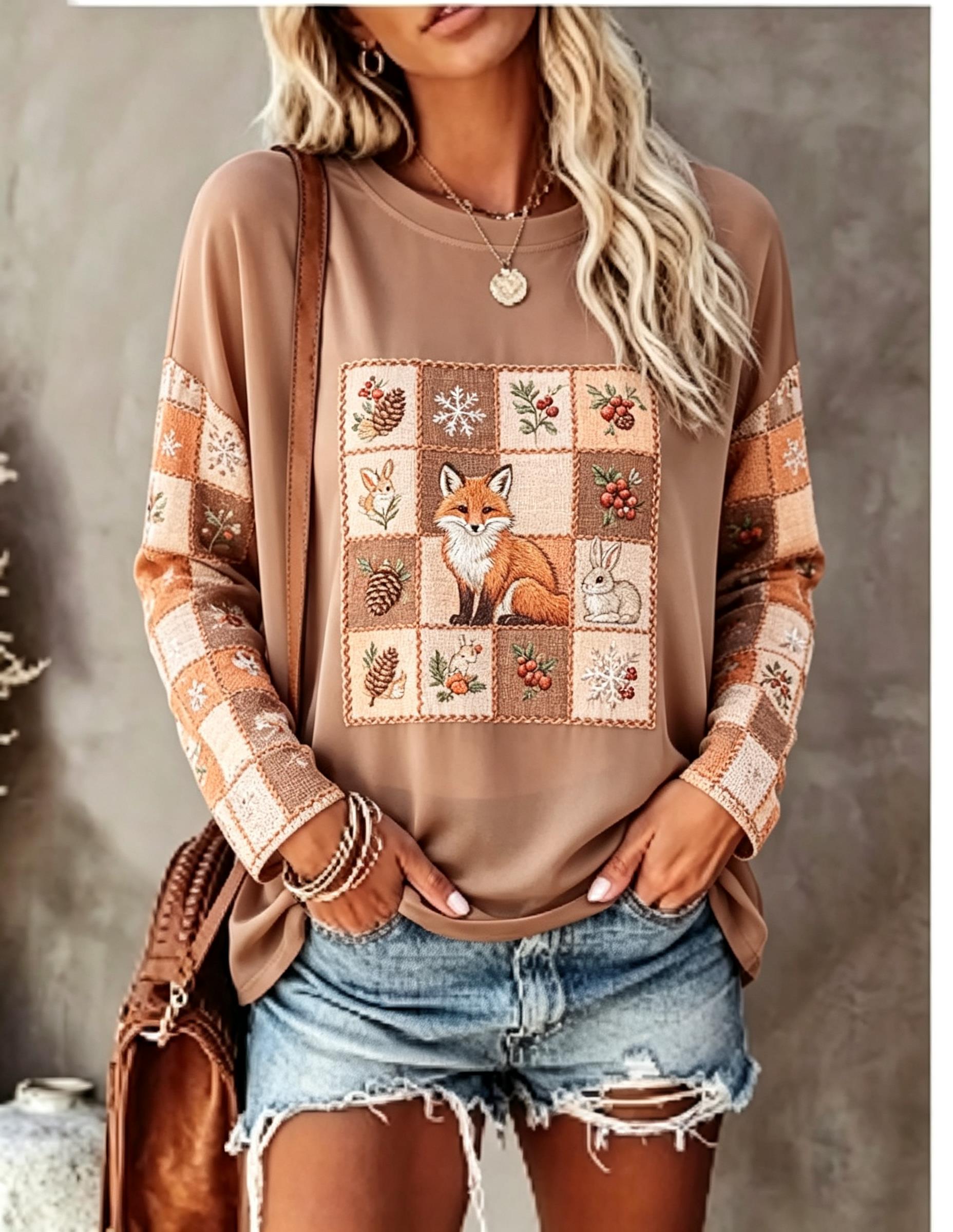 Women Long Sleeve T Shirt Fox  - Wallpaper review and price