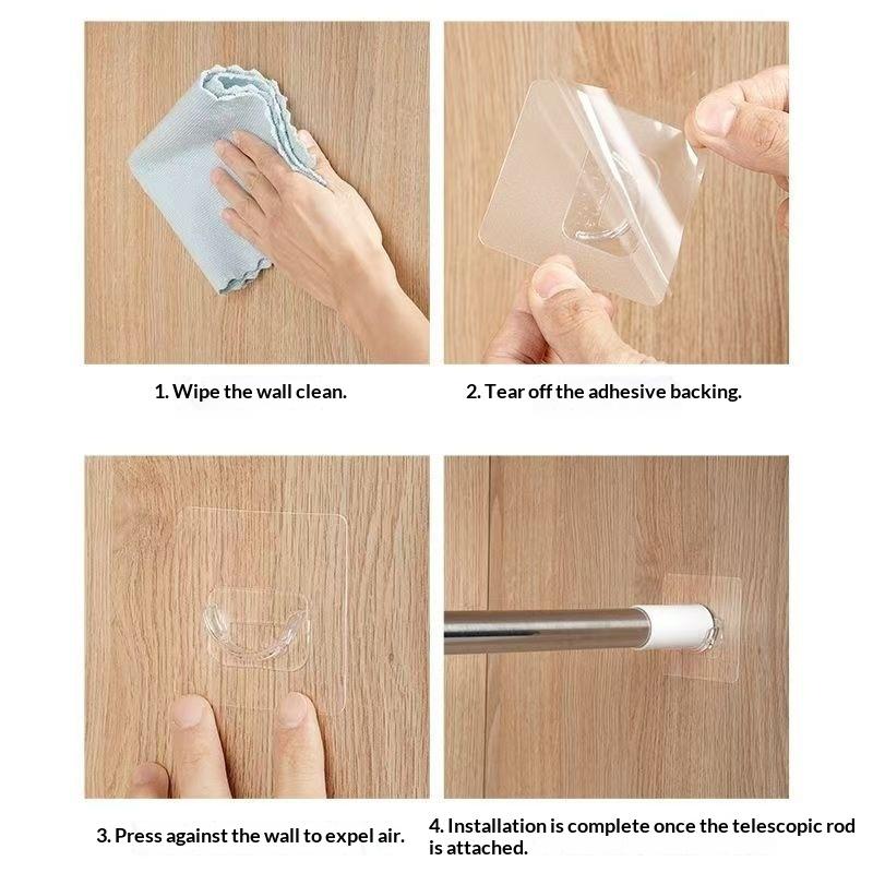 4 PCS Transparent Adhesive Cur - Curtain Rods review and price