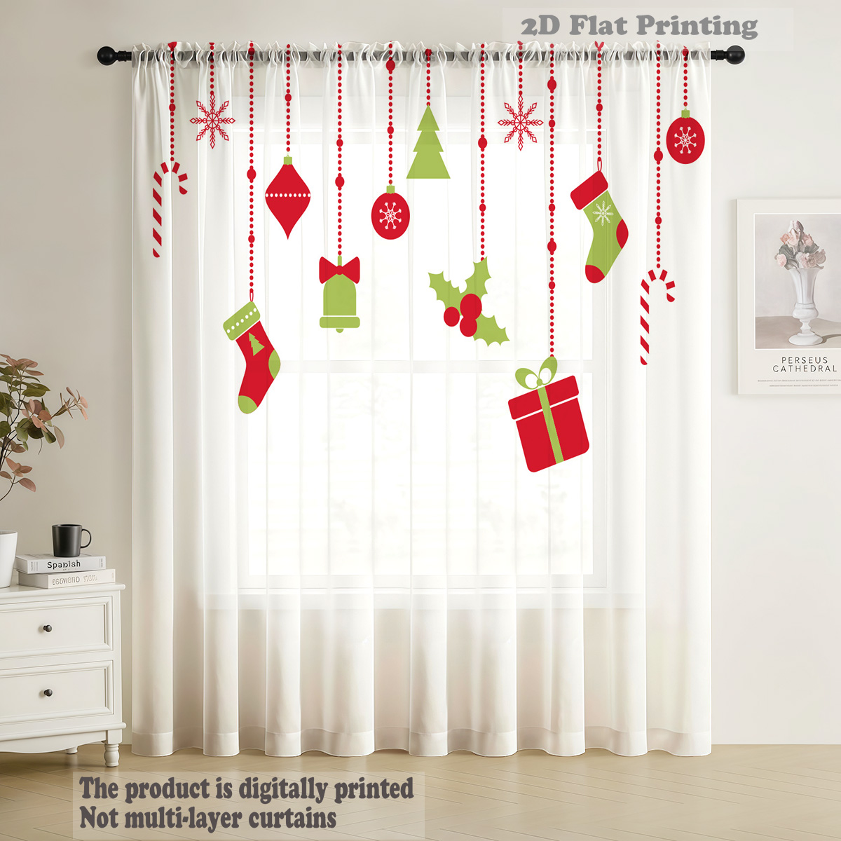 Christmas Sheer Voile Window C - Curtain Rods review and price